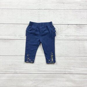 Cat & Jack Baby Girl Ruffle Butt Leggings Navy Blue Gold Star Print 0-3 Months